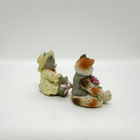 Vtg Calico Kittens Enesco Cats Figurine Linked True Love Wedding Anniversary - Picture 4 of 6